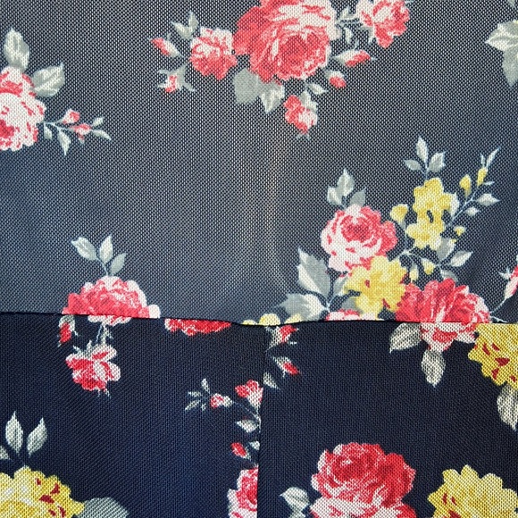 Love on Tap XL Navy Blue Floral Blouse - Picture 3 of 13